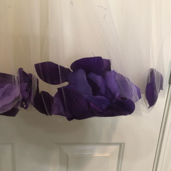 White and Purple Flower Girl Dress - Picture 3 of 7